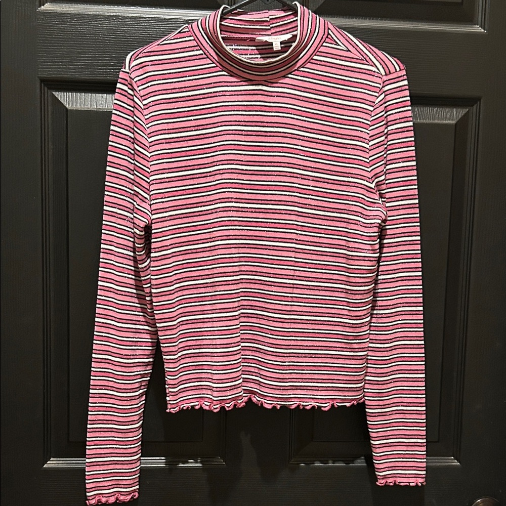 Candie's Pink and Black Striped Long Sleeve Top